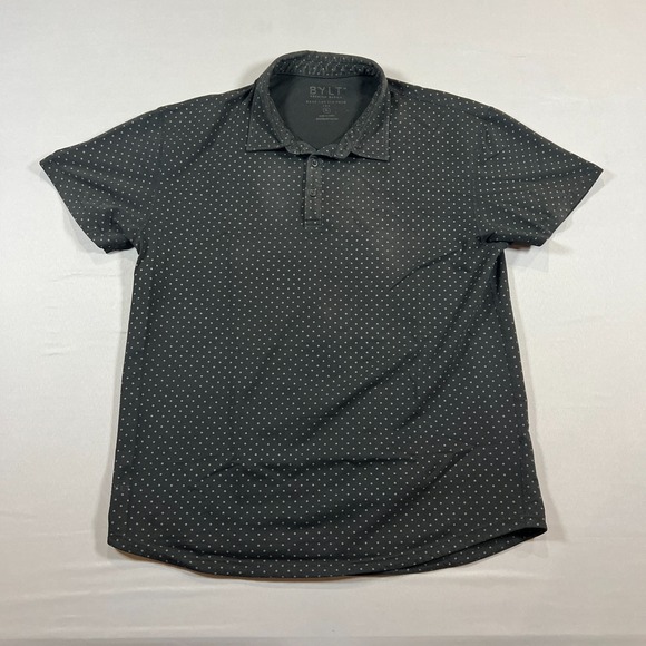 BYLT Basics Other - BYLT Premium Basics Polo Shirt Mens XL Black Polka Dots Stretch Performance Golf